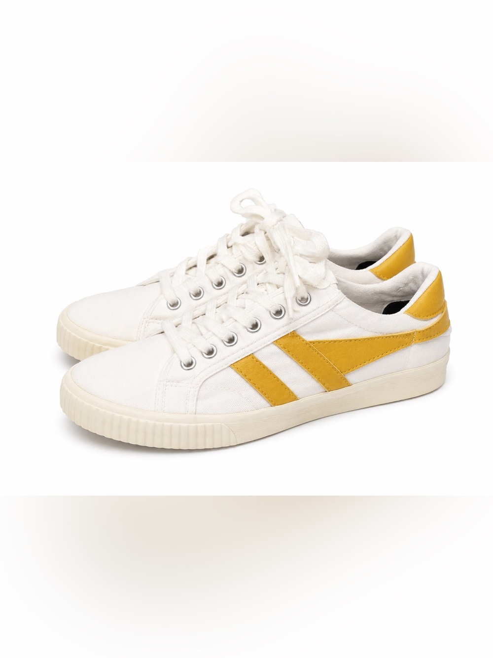 Gola White Sneakers with Mustard Yellow Stripes